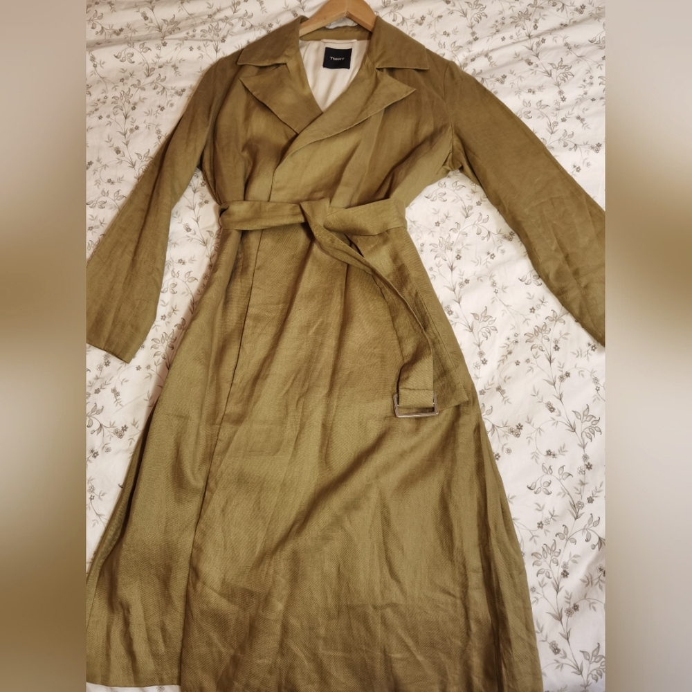 Theory 100% linen trench coat